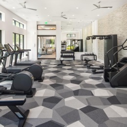a gym with exercise equipment