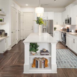 shelving in kitchen island