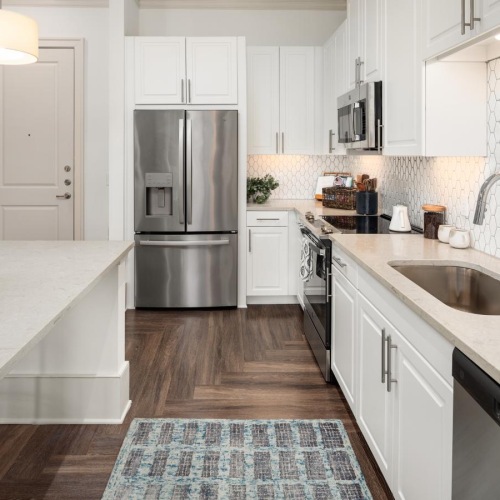 bright kitchen with large island